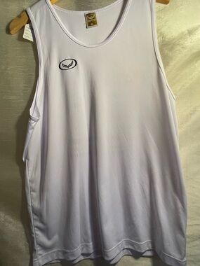 White Athletic Tank Top with Small Black Logo